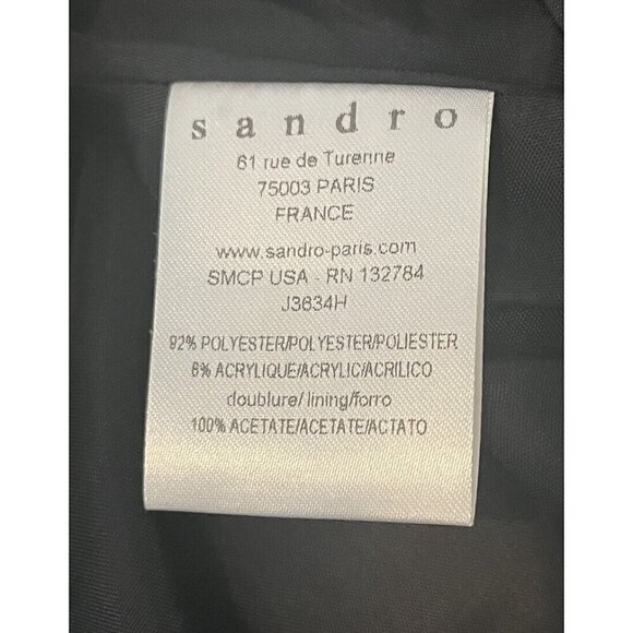New Sandro Paris Black Textured Back Zip A Line Mini Skirt - Picture 6 of 8
